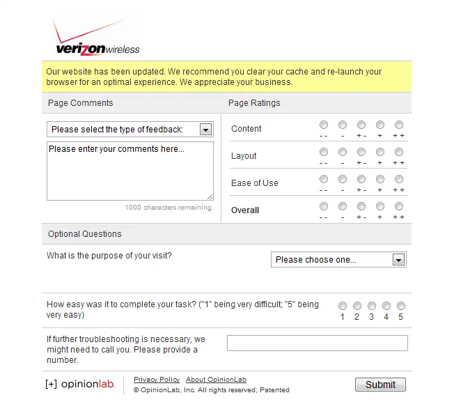 Verizon feedback