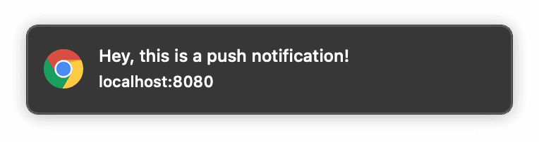 Example web push notification
